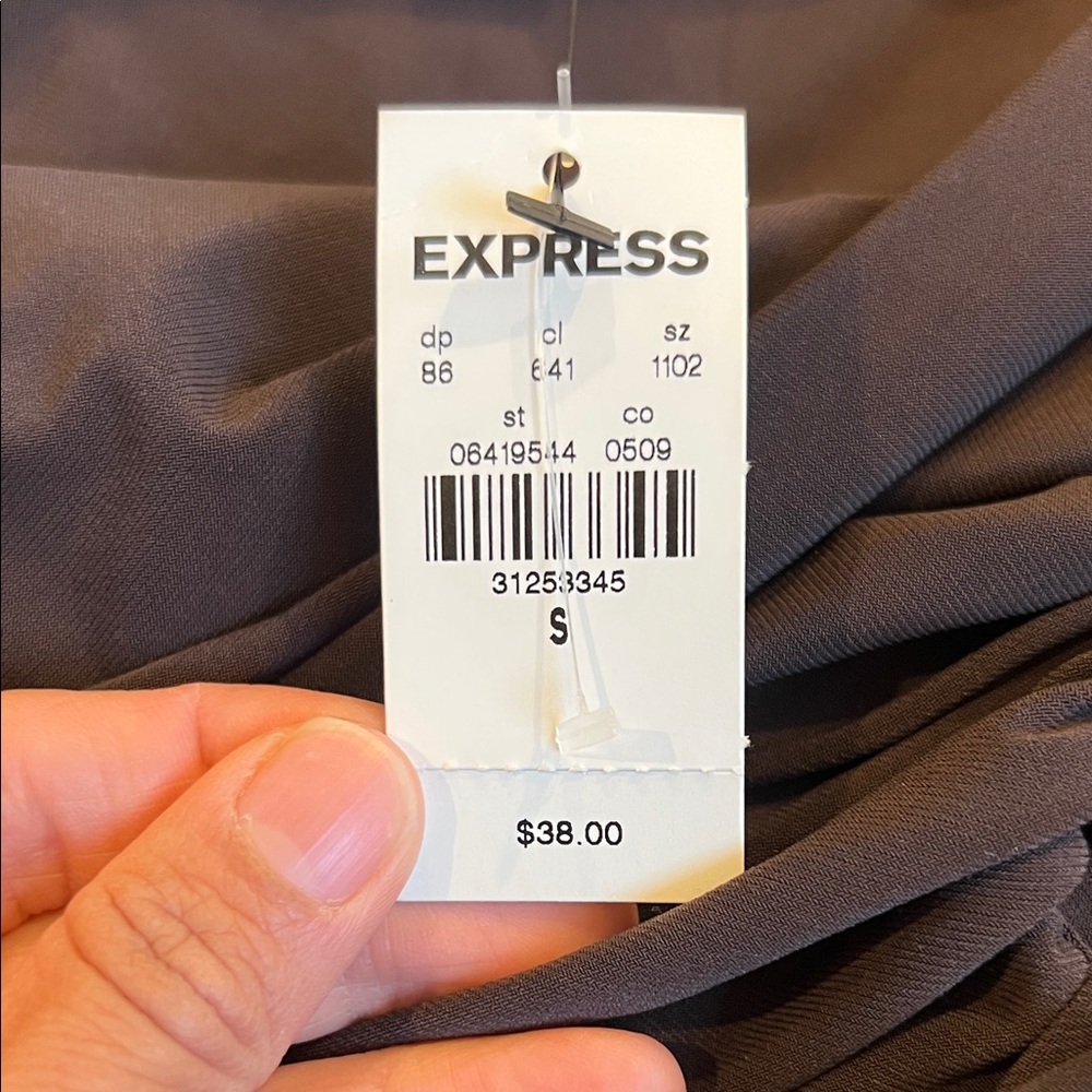Express Brown One-Shoulder Ruched Crop Top - Picture 6 of 6